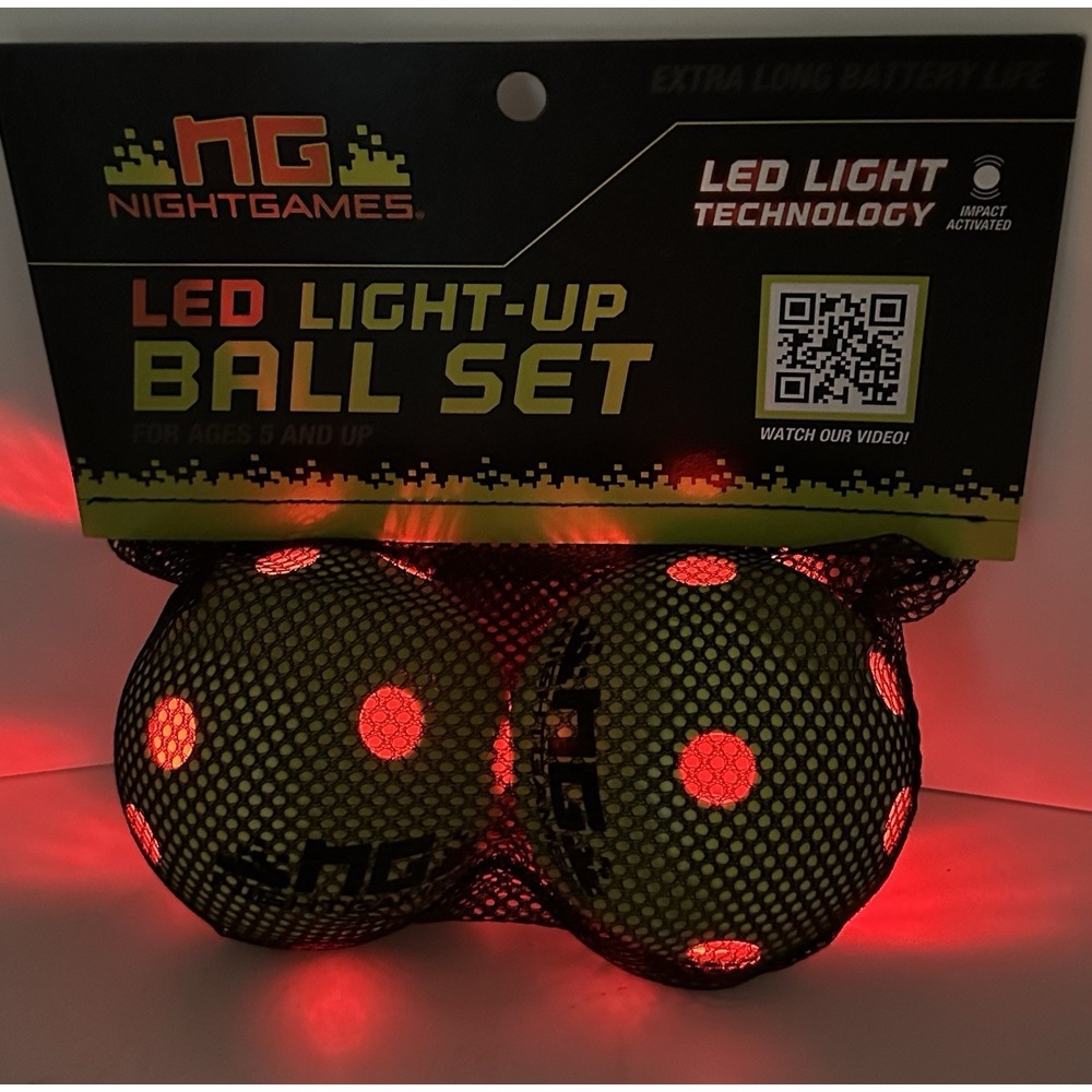 NG Nightgames LED Light Lighted Balls Hard Plastic Outdoor Backyard Glow Dark